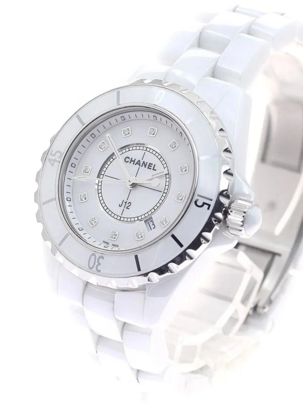 CHANEL J12 H1628 White ceramic 12P diamond white Dial Quartz Ladies Watch_960598